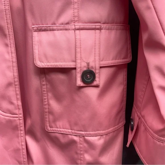 Talbots Pink Button Front Rain Coat Jacket,  Sz 10P - Picture 7 of 8